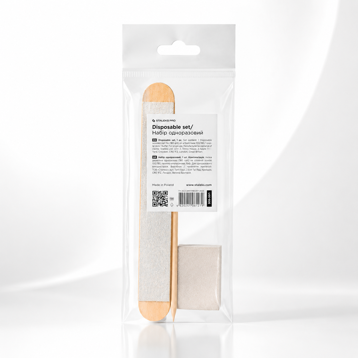 STALEKS Disposable set EXPERT 30 (papmAm Mix on a wooden base 100/180 grit, buff 180/240 grit, orange stick 110 mm)