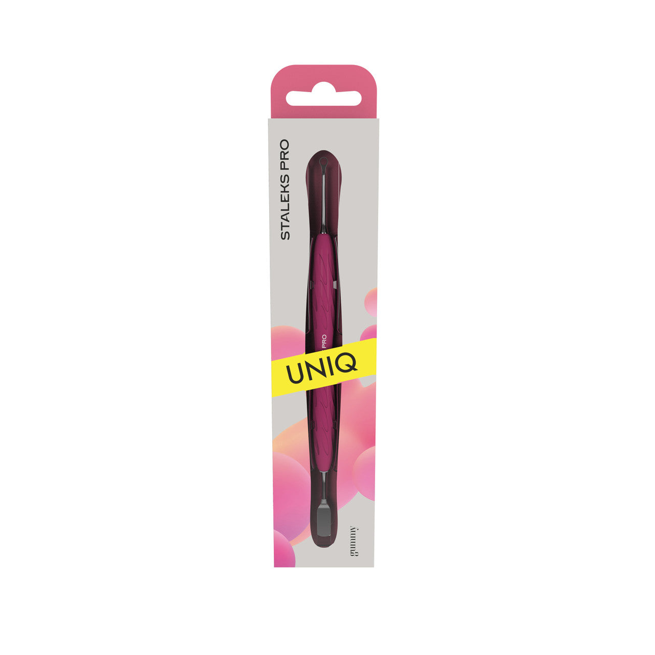 Manicure pusher Gummy with silicone handle UNIQ 11 TYPE 1 (straight flat and loop pusher)