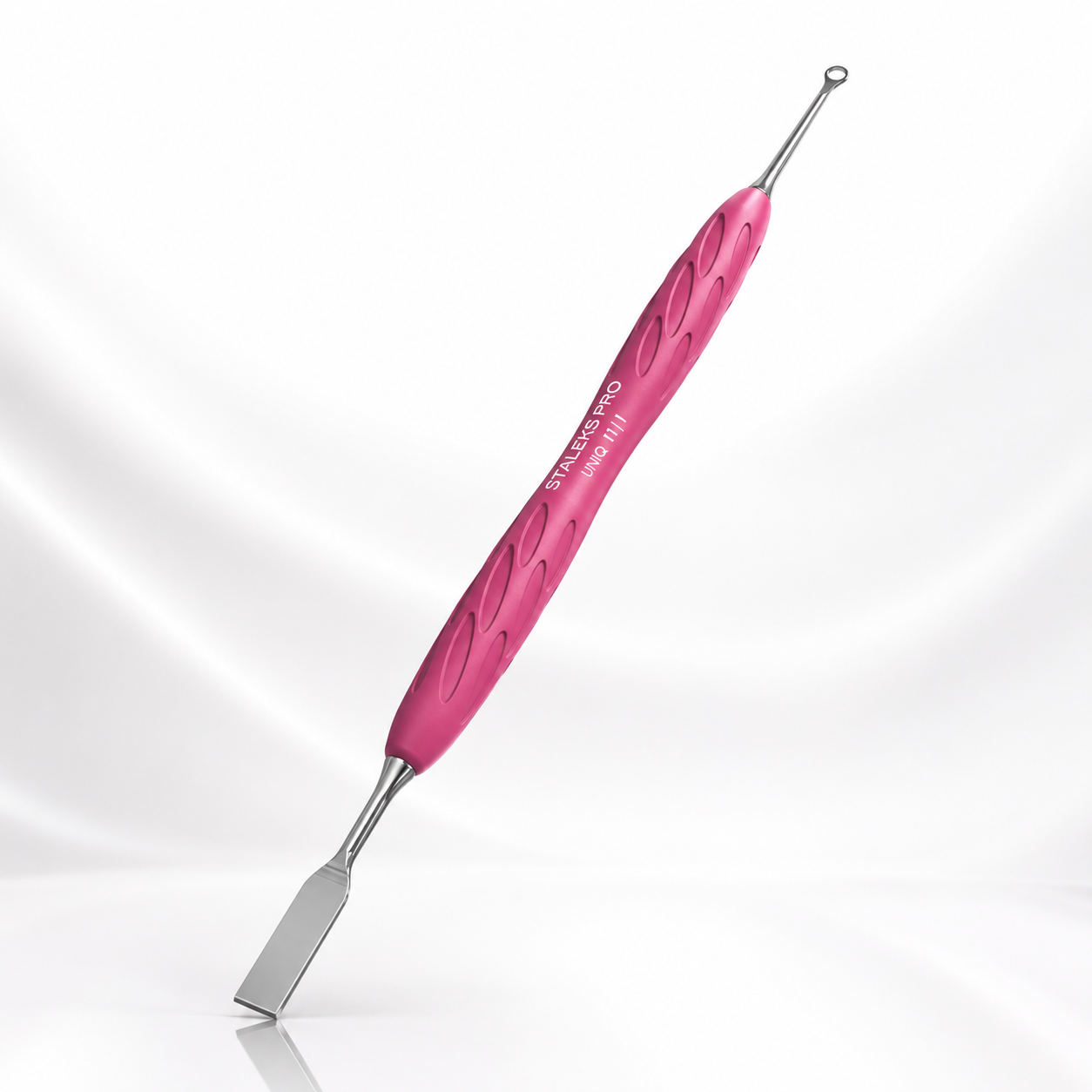 Manicure pusher Gummy with silicone handle UNIQ 11 TYPE 1 (straight flat and loop pusher)