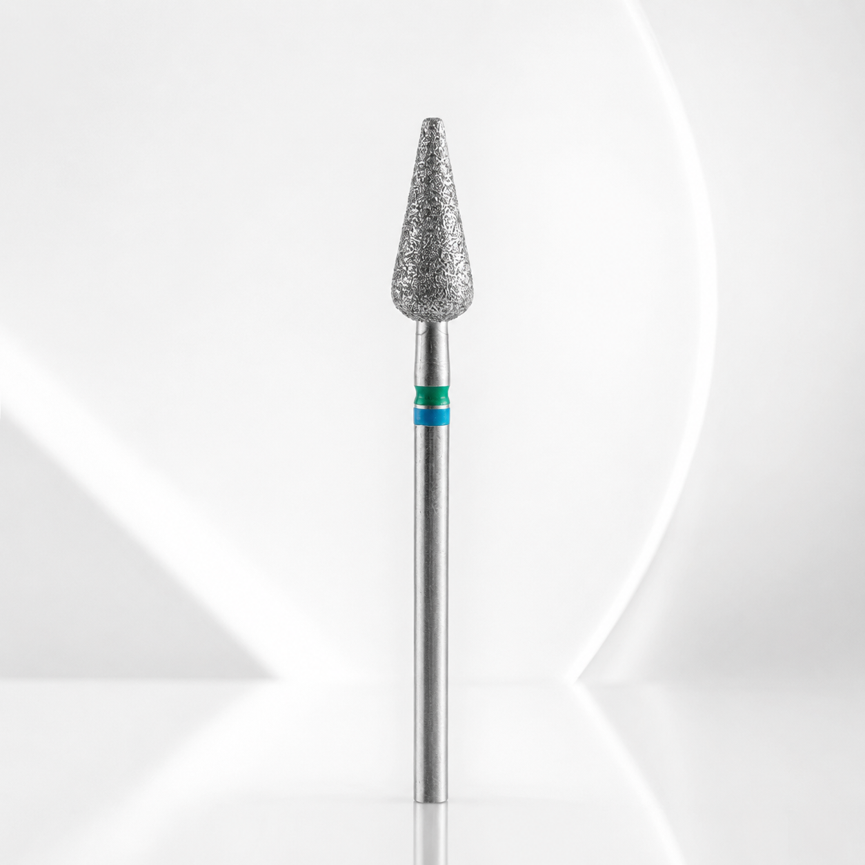 Diamond nail drill bit DUO pointed pear blue-green EXPERT head diameter 5 mm / working part 12 mm