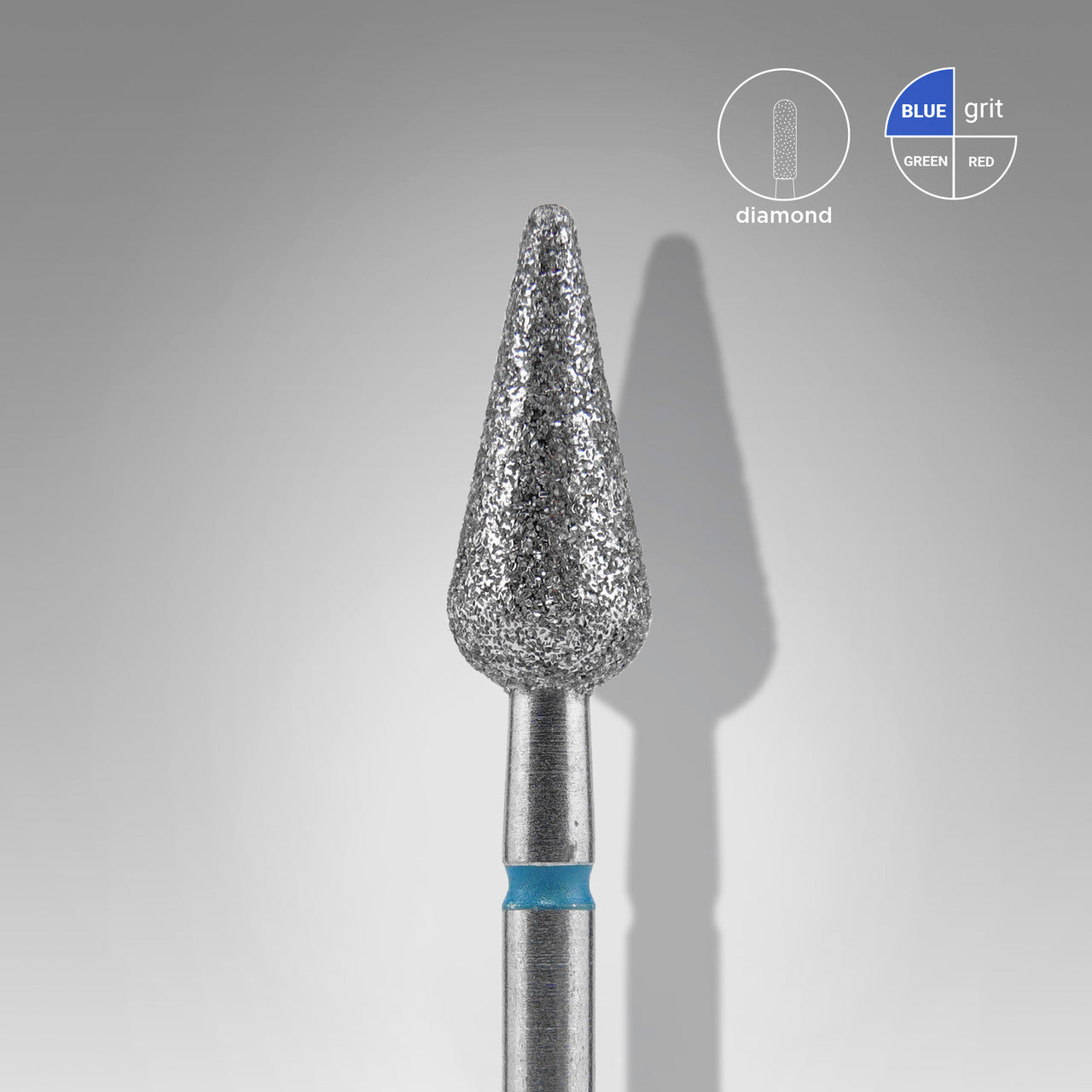 Diamond nail drill bit pointed pear blue EXPERT head diameter 4 mm / working part 12 mm
