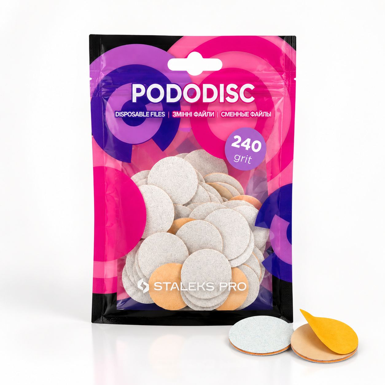 Disposable white files for pedicure disc PODODISC M EXPERT 240 grit (50 pcs)