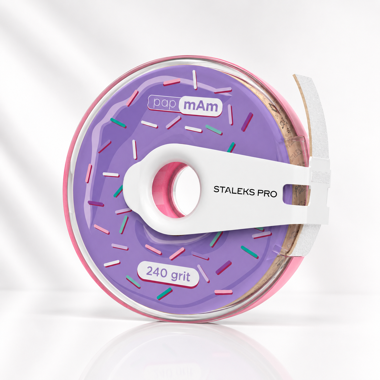 Disposable white abrasive tape papmAm EXPERT 240 grit in a plastic case