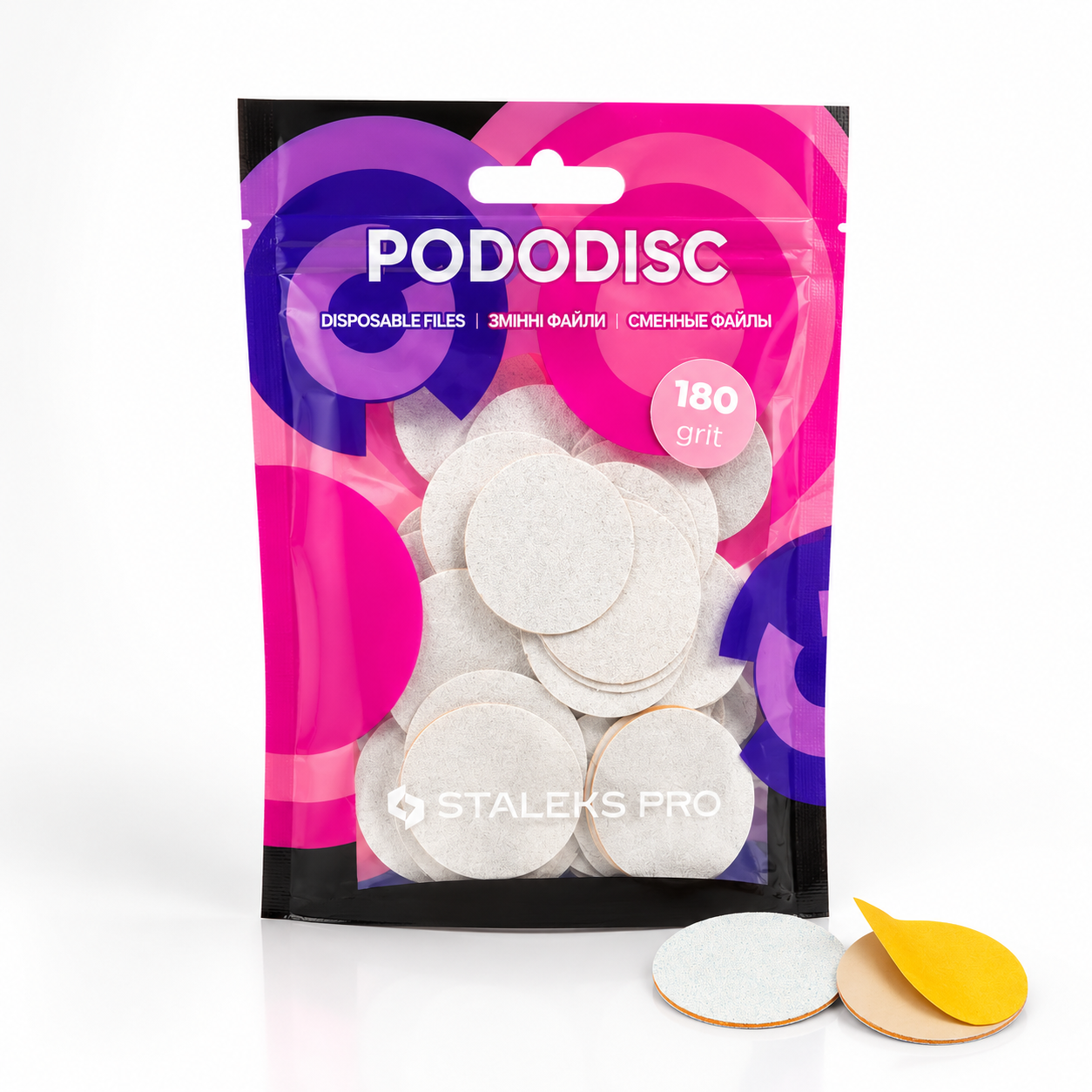 Disposable white files for pedicure disc PODODISC L EXPERT 180 grit (50 pcs)