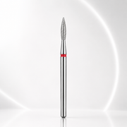 Diamond nail drill bit pointed flame red EXPERT head diameter 2,3 mm / working part 8 mm