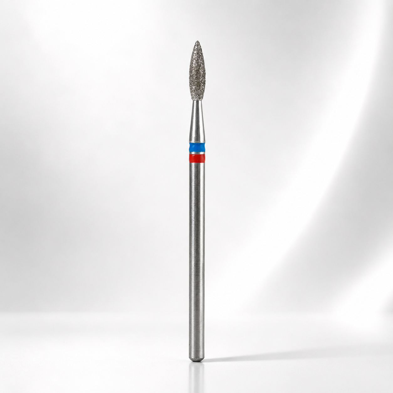 STALEKS Diamond nail drill bit DUO pointed flame red-blue EXPERT head diameter 2,1 mm / working part 8 mm