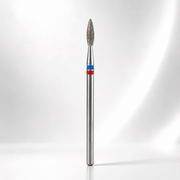 STALEKS Diamond nail drill bit DUO pointed flame red-blue EXPERT head diameter 2,1 mm / working part 8 mm
