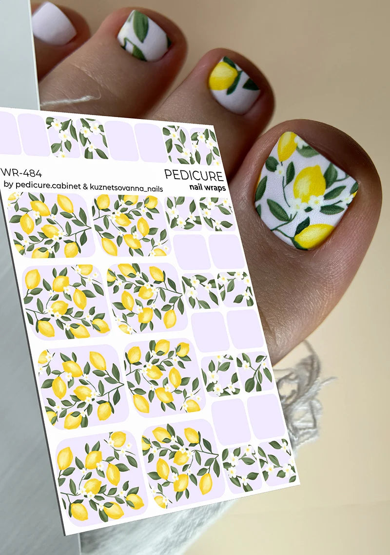 Pedicure Lemons. Nail wraps WR-484