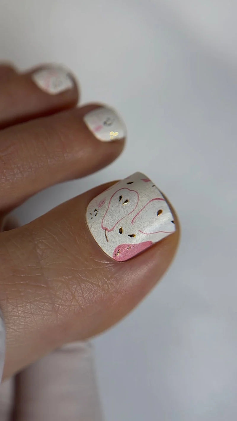 Pedicure Pears. Gold Foil. Nail wraps WR-376