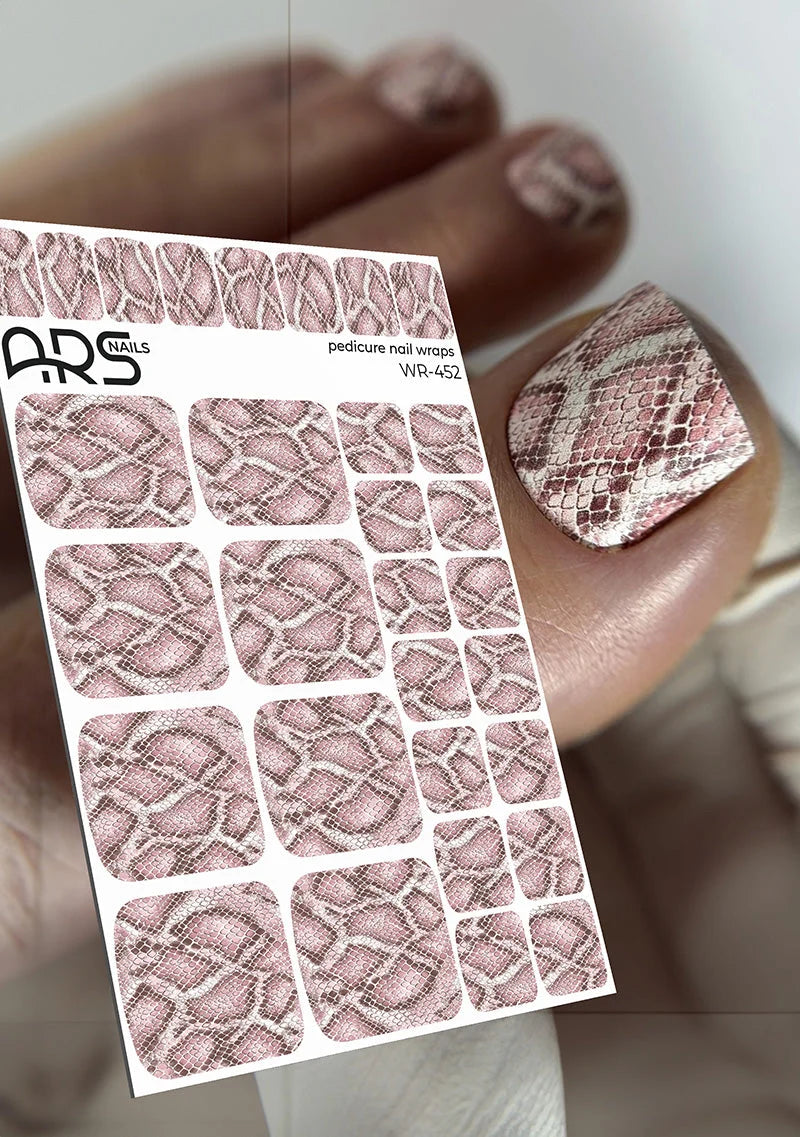 Pedicure Python. Pink. Nail wraps WR-452
