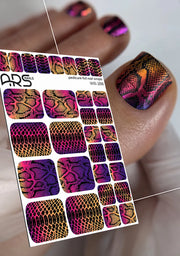 Pedicure Python with gradient. Colored Foil. Nail wraps WR-288