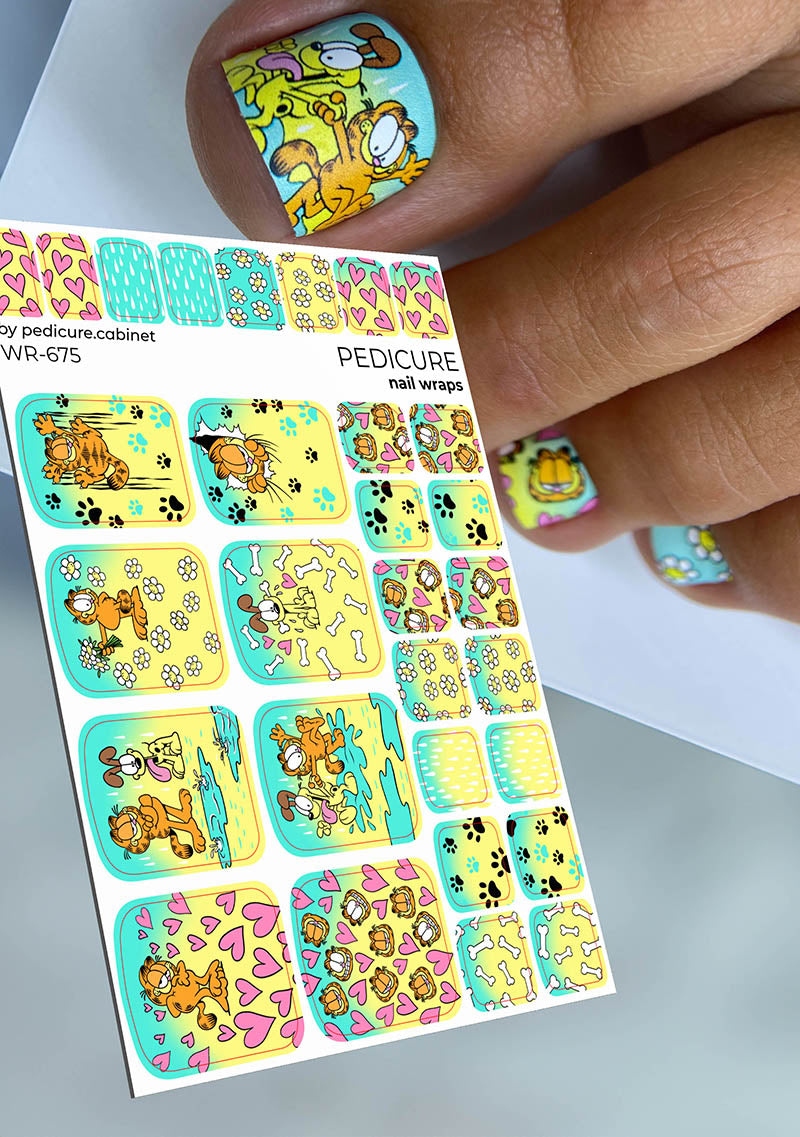 Pedicure nail wraps. Garfield.Cartoon WR-675