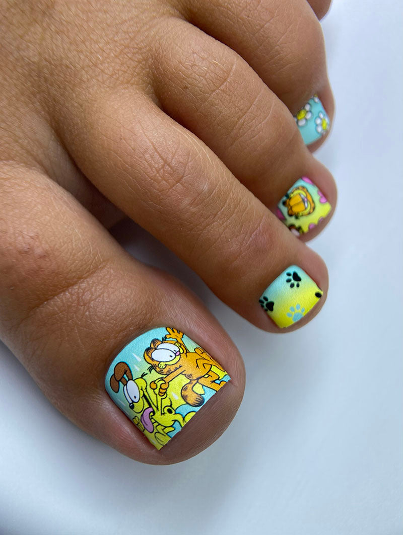 Pedicure nail wraps. Garfield.Cartoon WR-675