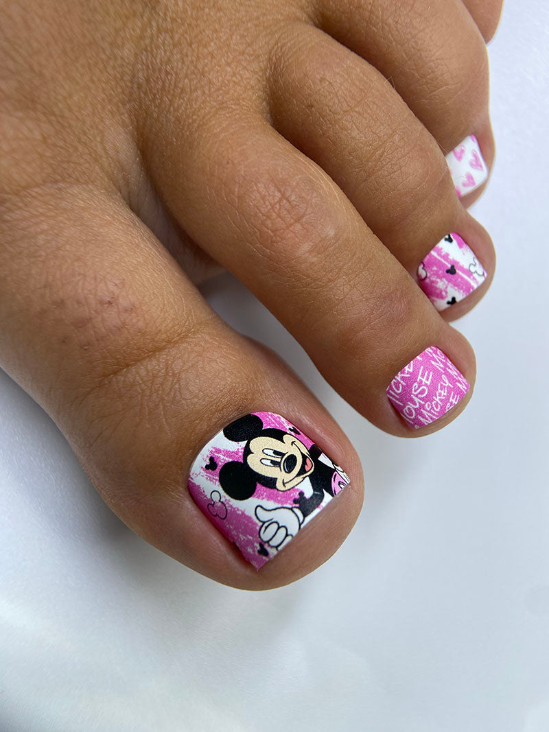 Pedicure nail wraps. Pink . Mickey Mouse. WR-668