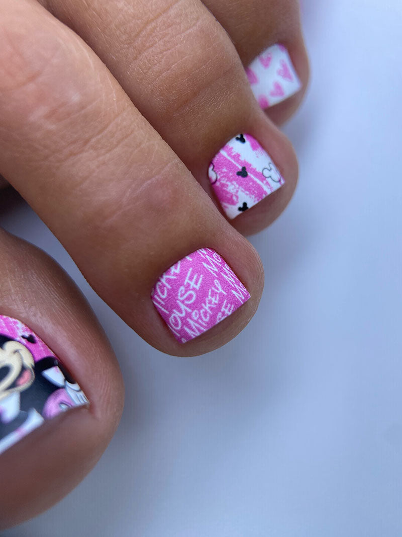Pedicure nail wraps. Pink . Mickey Mouse. WR-668