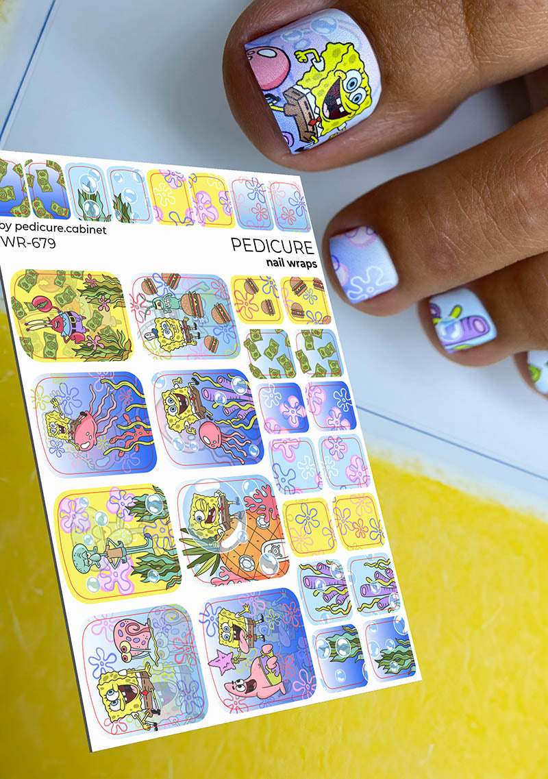 Pedicure nail wraps.SpongeBob. WR-679