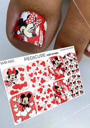Pedicure wraps. Large.Mickey Mouse.Red. Cartoon WB-665