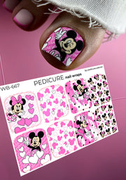 Pedicure wraps. Large.Minnie Mouse.Pink. Cartoon WB-667