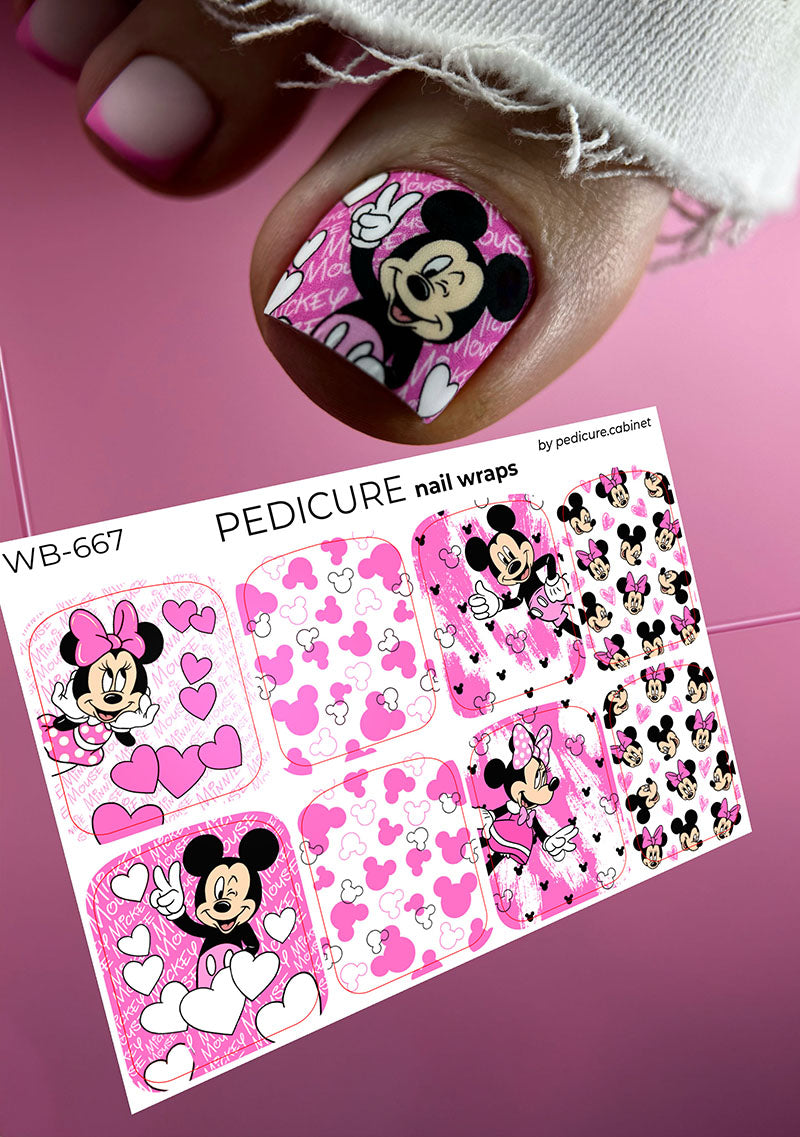 Pedicure wraps. Large.Minnie Mouse.Pink. Cartoon WB-667