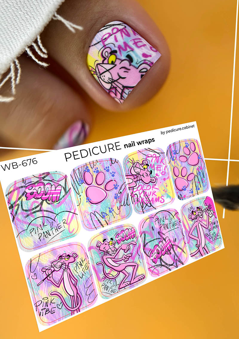 Pedicure wraps. Large. Pink Panther WB-676