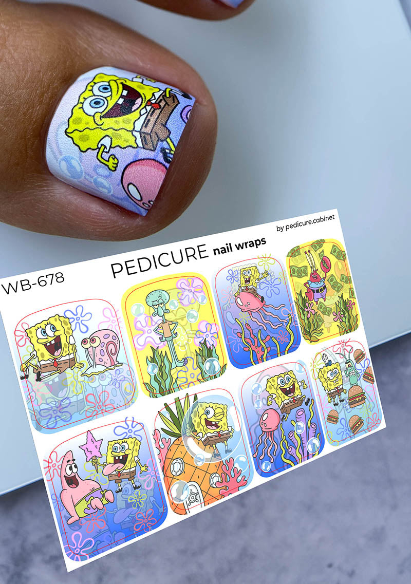 Pedicure wraps. Large SpongeBob. Cartoon WB-678