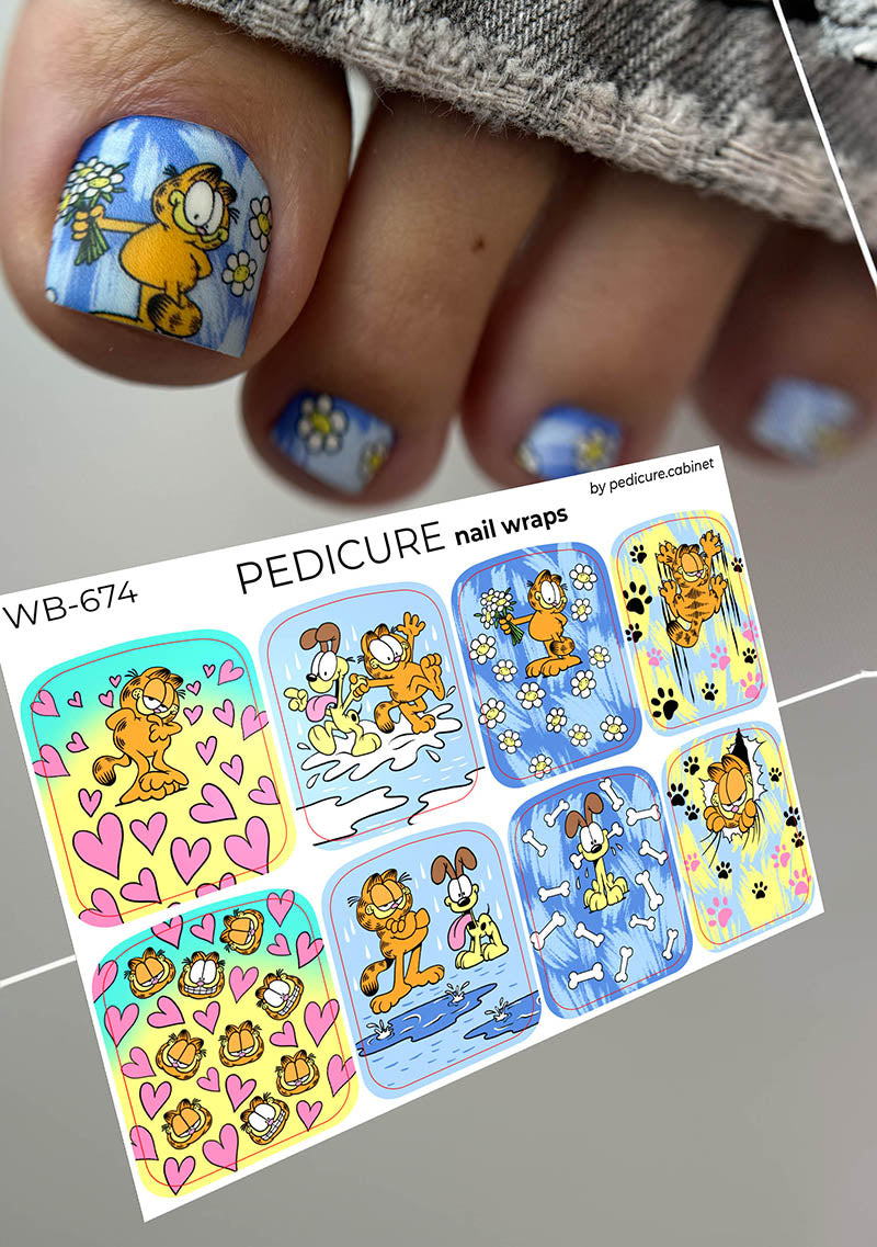 Pedicure wraps. Large.Garfield. Cartoon WB-678