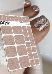 Pedicure Zebra brown. Colored Foil. Nail wraps WR-345