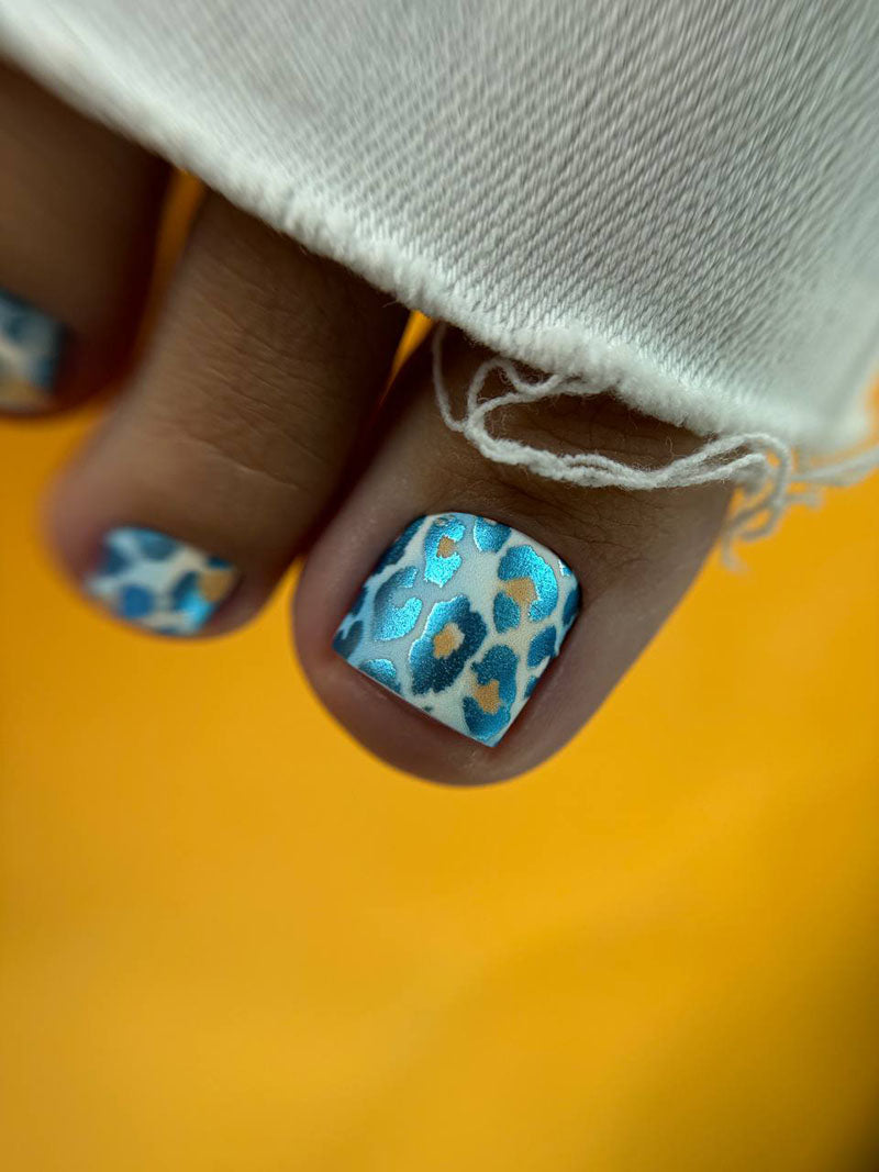 Pedicure Leo Blue and Strokes. Colored Foil. Nail wraps WR-521 - image 2