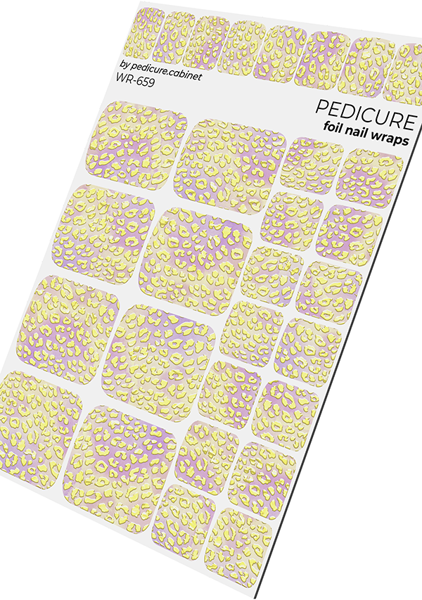 Pedicure Leo. Pink and Yellow. Gold Foil. Nail wraps WR-659 - image 4