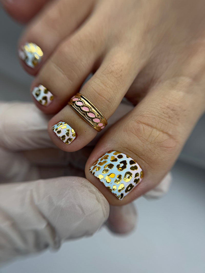 Pedicure Leo. Blue, Lilac. Gold Foil. Nail wraps WR-660 - image 3