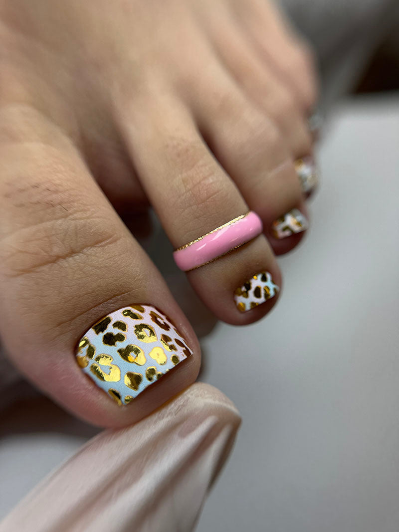 Pedicure Leo. Blue, Lilac. Gold Foil. Nail wraps WR-660 - image 2
