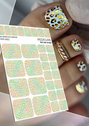 Pedicure Leo. Blue, Lilac. Gold Foil. Nail wraps WR-660