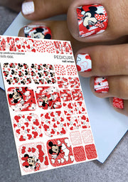 Pedicure nail wraps. Red. Minnie Mouse. WR-666