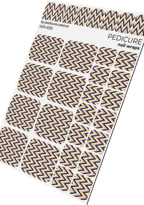 Pedicure Black and Yellow Zigzag. Nail wrap WR-695 - image 3