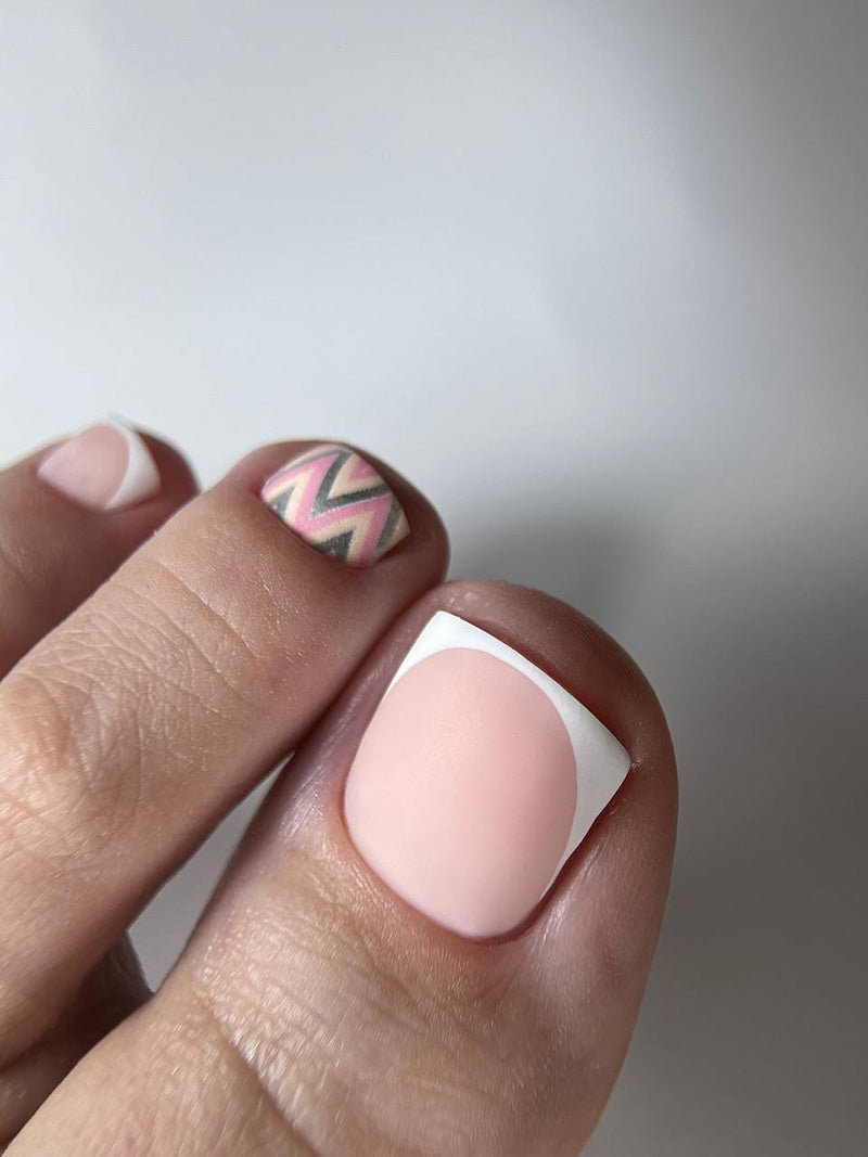 Pedicure Peach Zigzag. Silver Foil. Nail wrap WR-696 - image 3