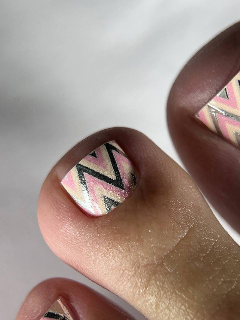 Pedicure Peach Zigzag. Silver Foil. Nail wrap WR-696 - image 6