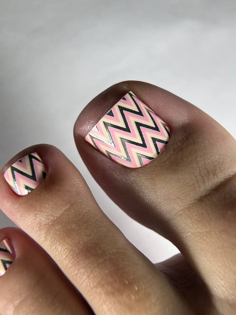 Pedicure Peach Zigzag. Silver Foil. Nail wrap WR-696 - image 7