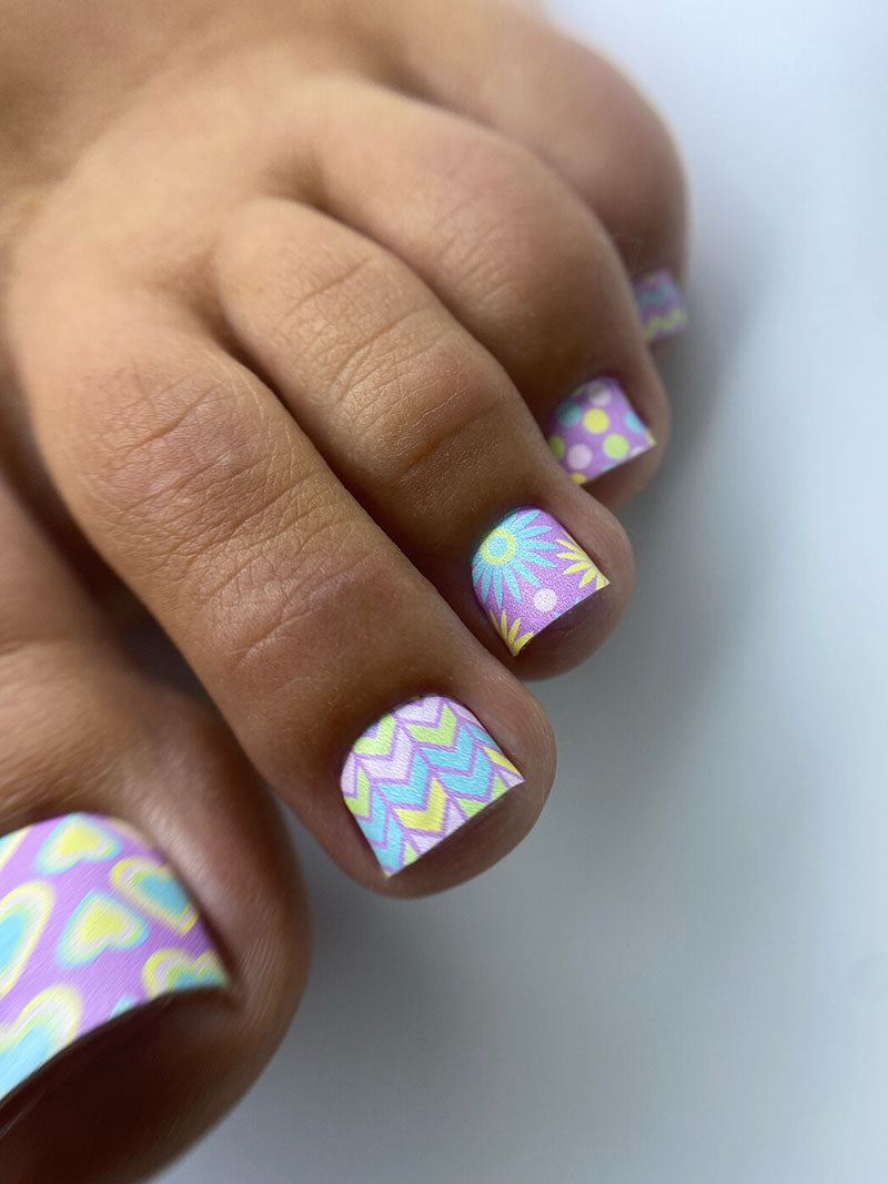 Pedicure Mix. Hearts, Circles, Flowers. Nail wrap WR-720 - image 3