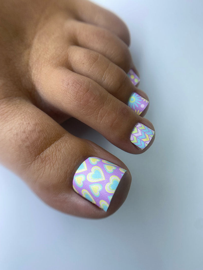Pedicure Mix. Hearts, Circles, Flowers. Nail wrap WR-720 - image 4