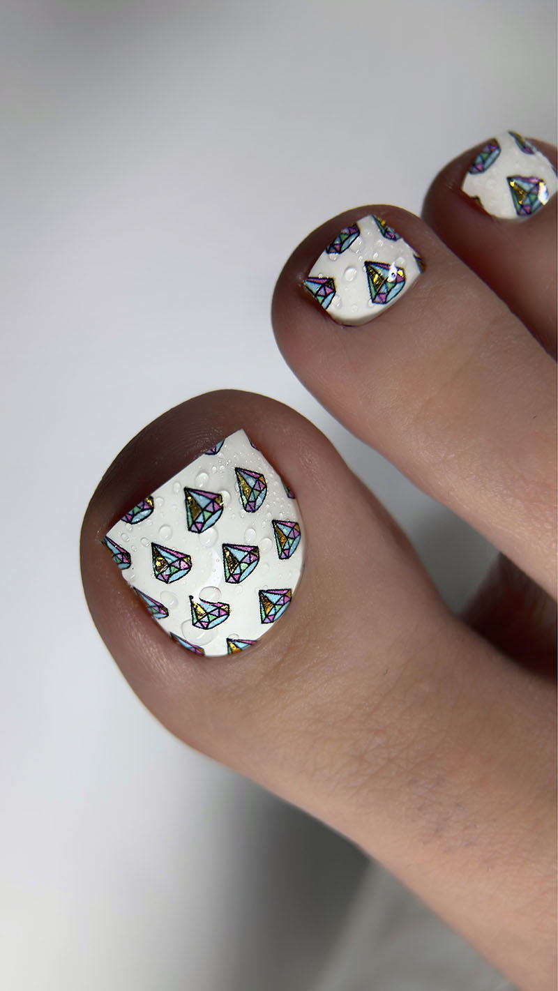 Pedicure Diamonds. Foil gold. Nail wrap WR-746 - image 4
