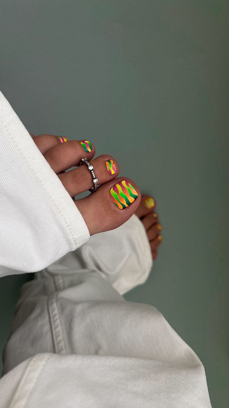 Pedicure Waves green, pink, yellow. Nail wrap WR-750 - image 3