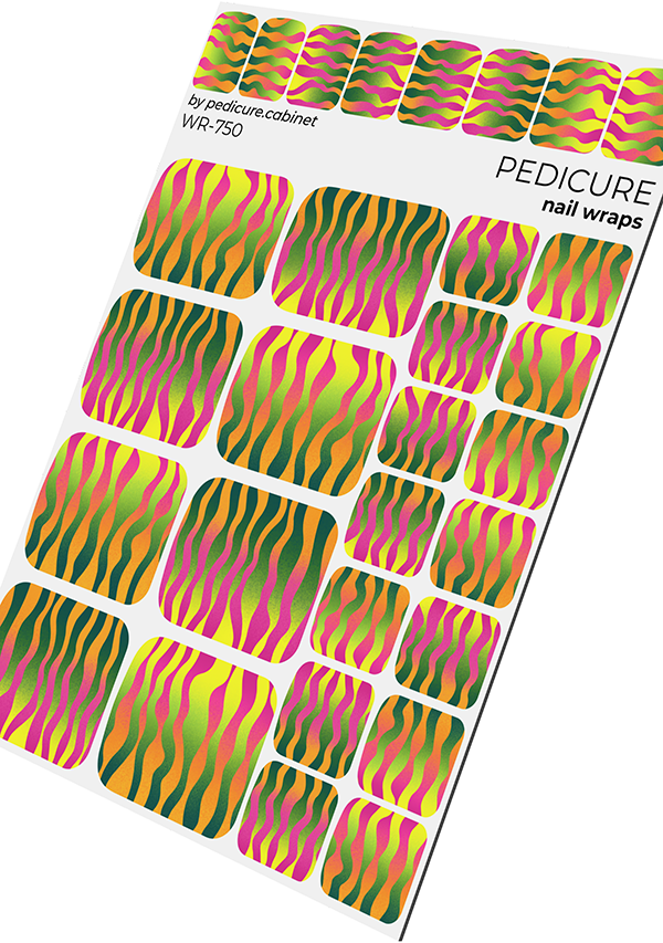 Pedicure Waves green, pink, yellow. Nail wrap WR-750 - image 5