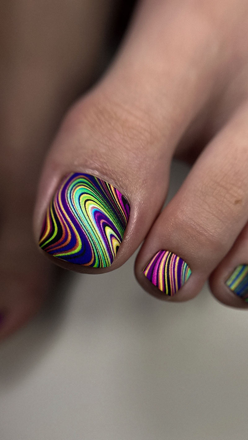 Pedicure Divorces with yellow and purple. Nail wrap WR-840 - image 2