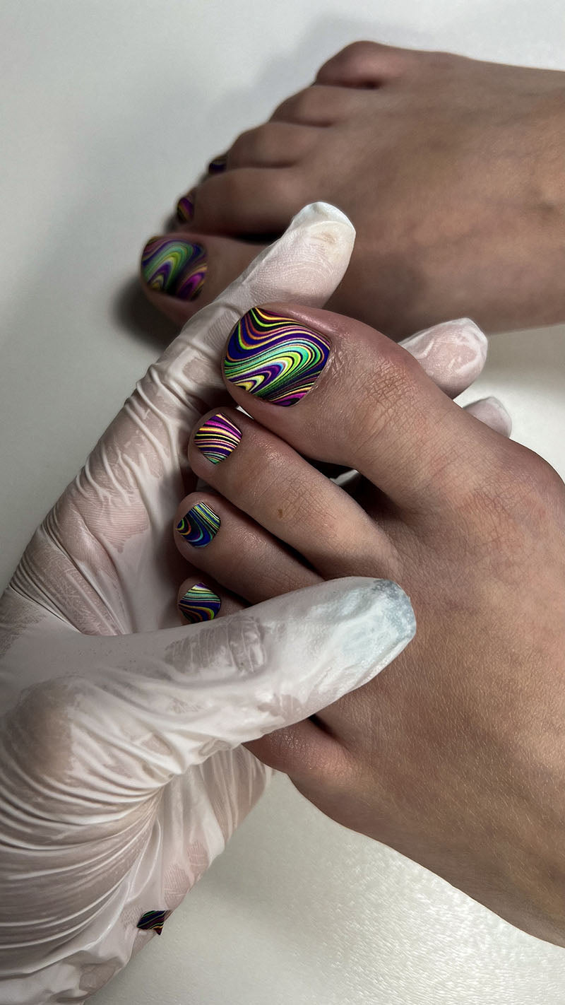 Pedicure Divorces with yellow and purple. Nail wrap WR-840 - image 3