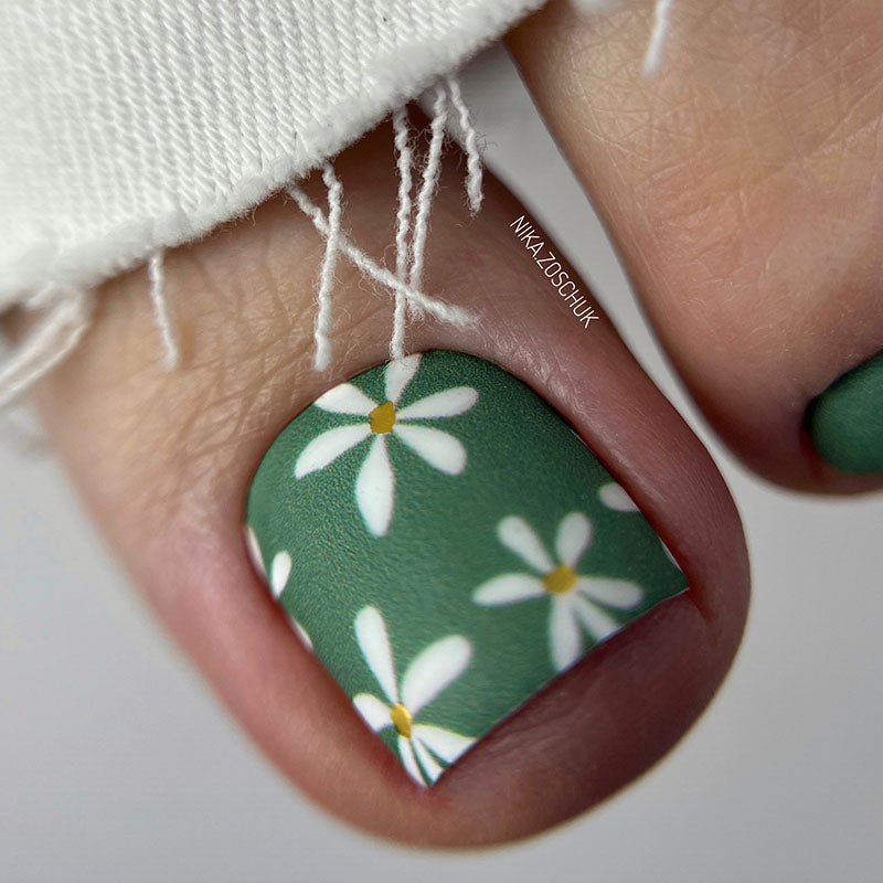 Pedicure Chamomile. Khaki. Foil gold. Nail wrap WR-875 - image 3
