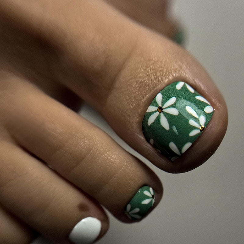 Pedicure Chamomile. Khaki. Foil gold. Nail wrap WR-875 - image 8