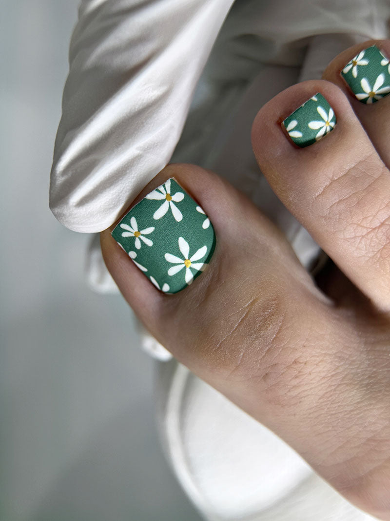 Pedicure Chamomile. Khaki. Foil gold. Nail wrap WR-875 - image 6