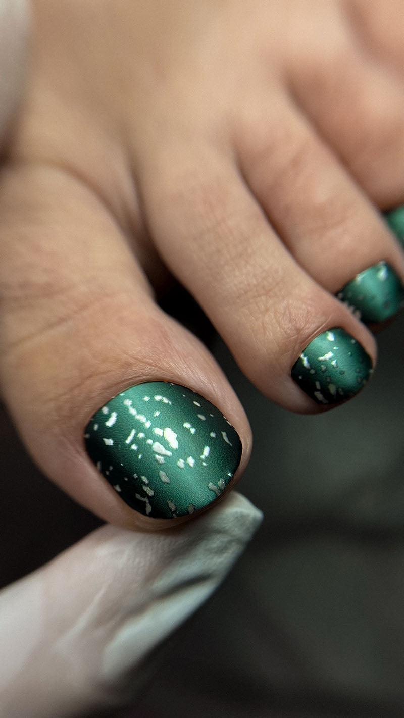 Pedicure Gradient. Emerald. Foil silver. Nail wrap WR-878 - image 5