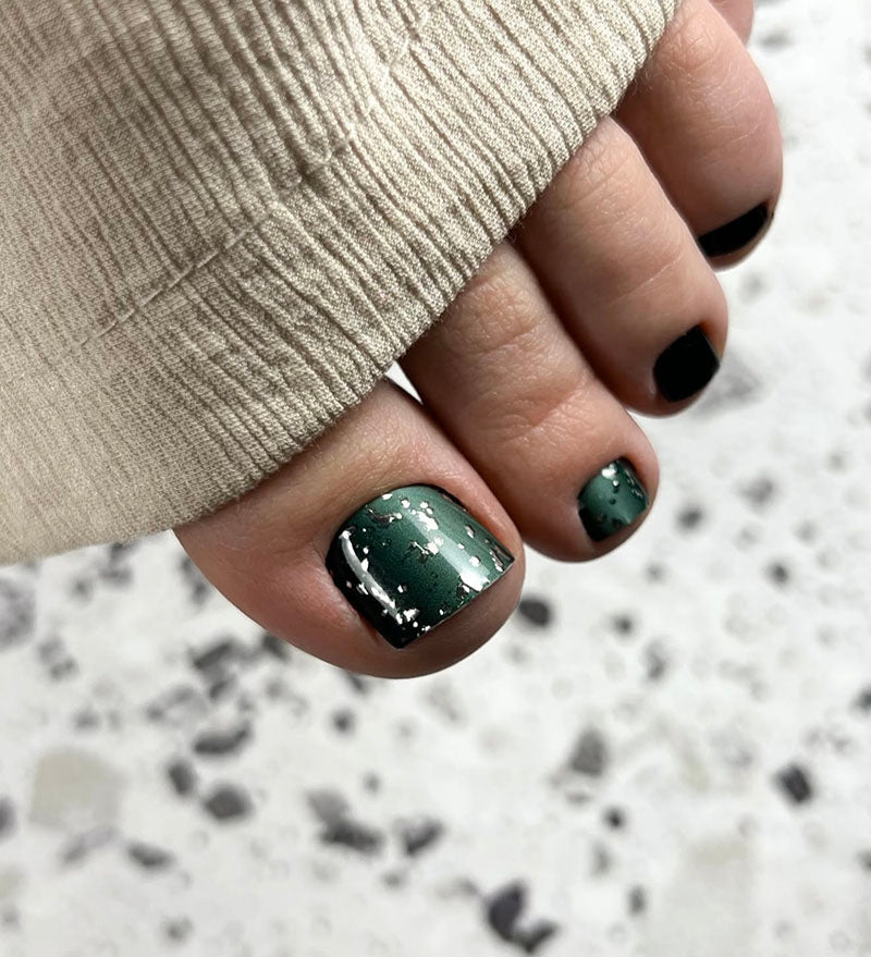 Pedicure Gradient. Emerald. Foil silver. Nail wrap WR-878 - image 2