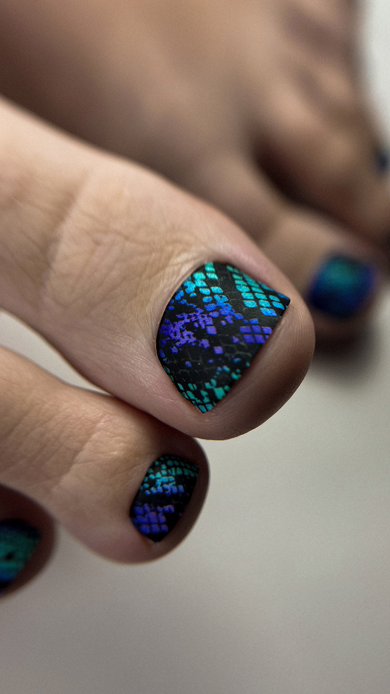 Pedicure Reptile. Green purple. Nail wrap WR-921 - image 4